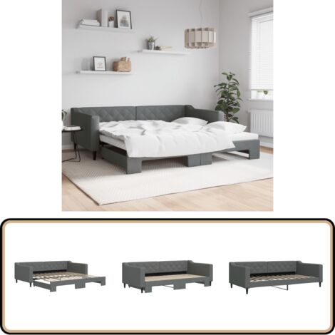 vidaXL Tagesbett Ausziehbar Dunkelgrau 100x200 cm Stoff