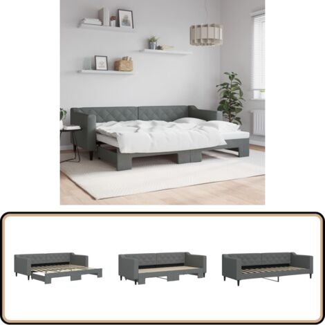 vidaXL Tagesbett Ausziehbar Dunkelgrau 80x200 cm Stoff