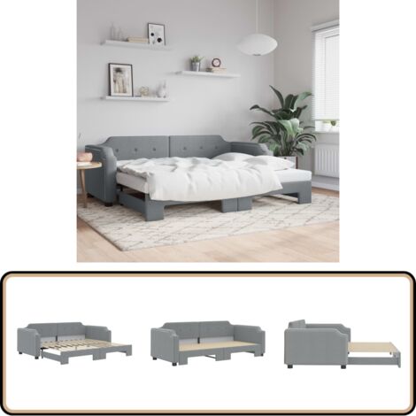 vidaXL Tagesbett Ausziehbar Hellgrau 100x200 cm Stoff