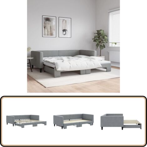 vidaXL Tagesbett Ausziehbar Hellgrau 100x200 cm Stoff