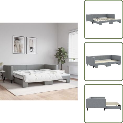 vidaXL Tagesbett Ausziehbar Hellgrau 100x200 cm Stoff