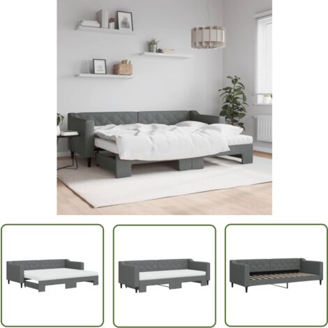 vidaXL Tagesbett Ausziehbar mit Matratzen Dunkelgrau 80x200 cm Stoff