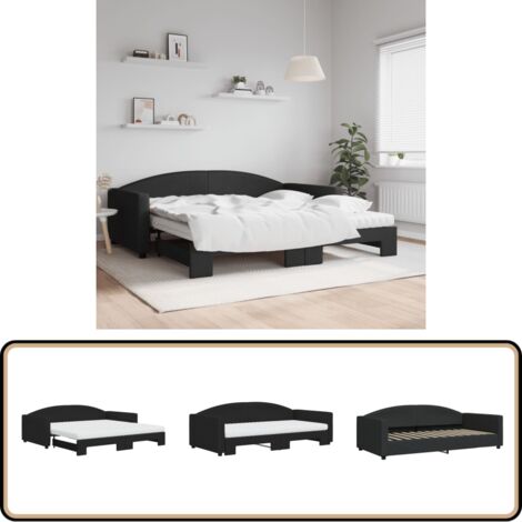 vidaXL Tagesbett Ausziehbar mit Matratzen Schwarz 100x200 cm Stoff