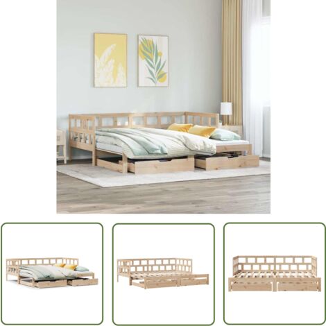 vidaXL Tagesbett Ausziehbar mit Schubladen ohne Matratze 80x200 cm