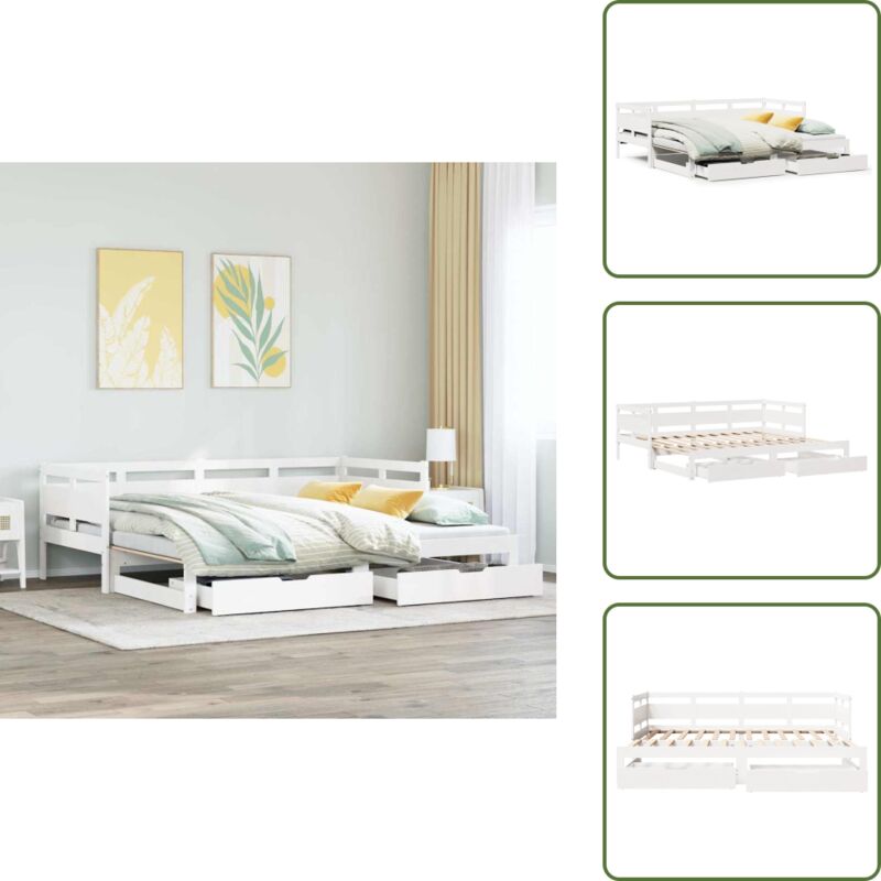 Vidaxl Tagesbett Ausziehbar Mit Schubladen Ohne Matratze Weiß 90x190cm