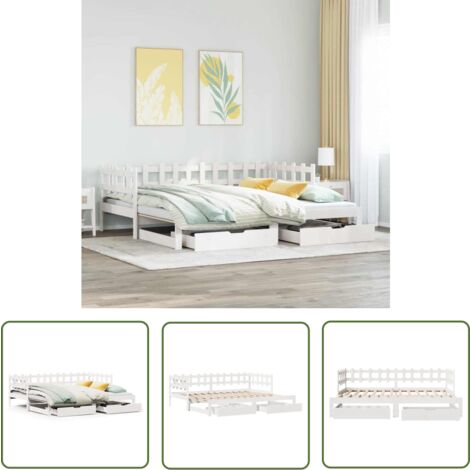 vidaXL Tagesbett Ausziehbar mit Schubladen ohne Matratze Weiß 80x200cm