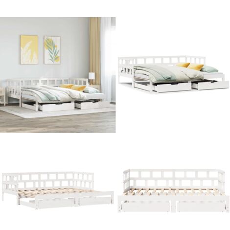 vidaXL Tagesbett Ausziehbar mit Schubladen ohne Matratze Weiß 80x200cm