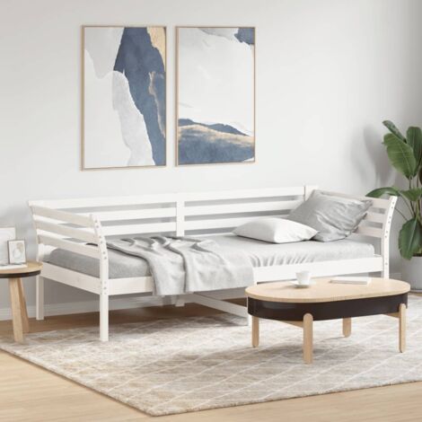 vidaXL Tagesbett ohne Matratze weiß 90x200 cm aus massivem Kiefernholz