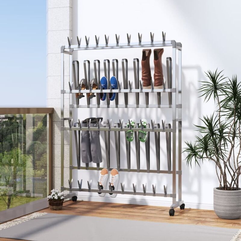 Vidaxl - tagère à chaussures avec roulettes Argenté 89x27x120 cm