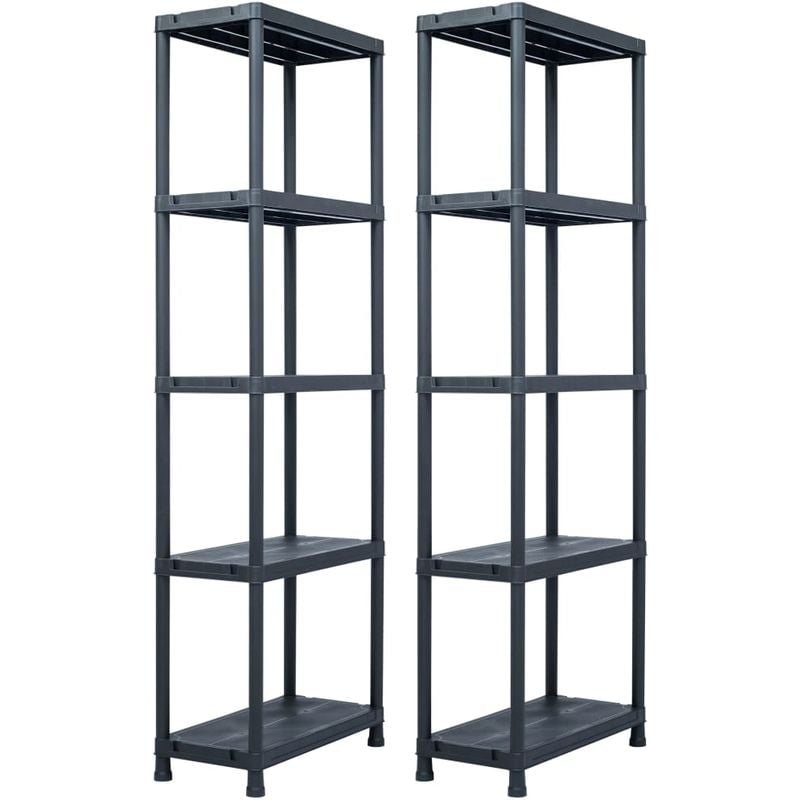 etageres de rangement 2 pcs Noir 125 kg 60x30x180 cm Plastique