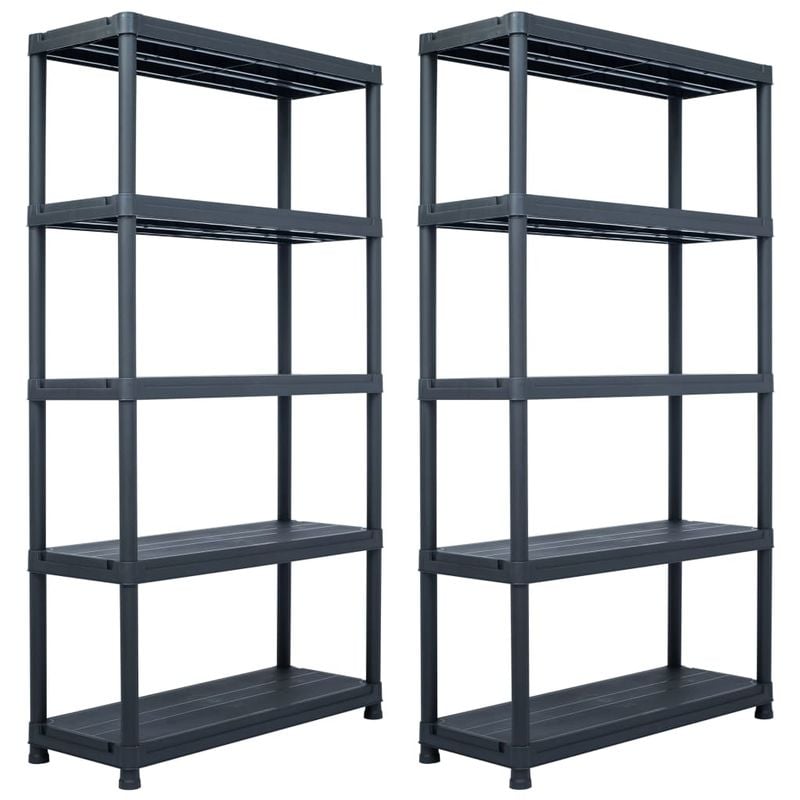 etageres de rangement 2 pcs Noir 250 kg 80x40x180 cm Plastique