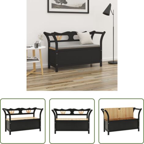 vidaXL Tannenholzbank -  Sitzbank Schwarz 107x45x75,5 cm Massivholz Tanne