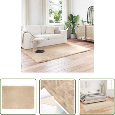 vidaXL Tapis chaud -  Tapis en fausse Tafalla Beige 120 x 170 cm Polyester