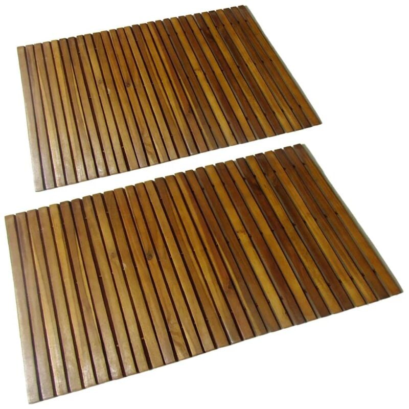 Tapis de bain 2 pcs Acacia 80x50 cm Vidaxl
