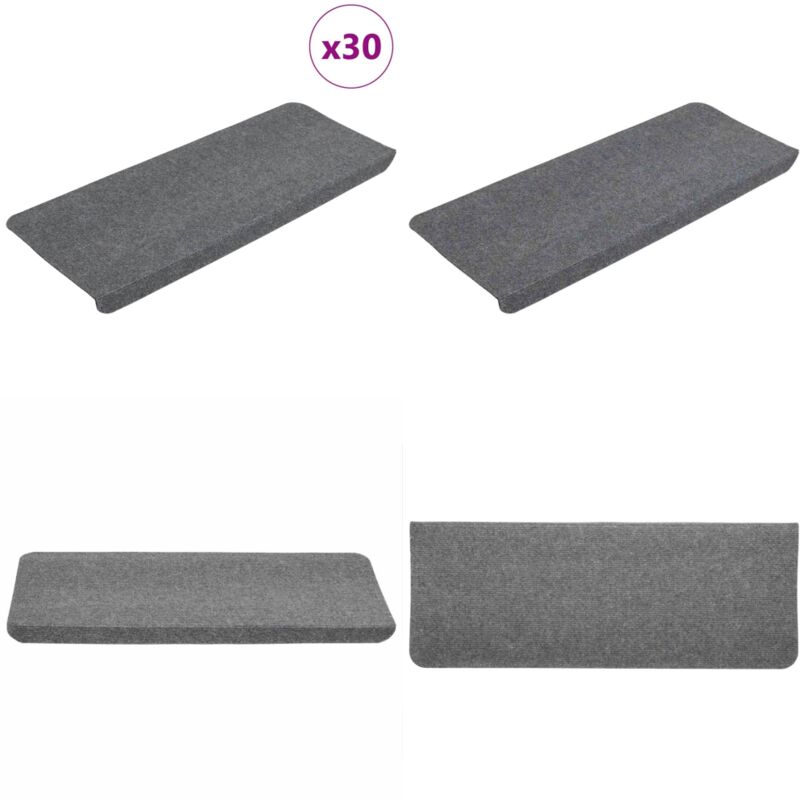 Tapis d'escalier auto-adhésifs 30 pcs gris 65x24,5x3,5 cm - Vidaxl