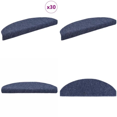 vidaXL Tapis d'escalier autocollant 30 pcs bleu 65x21x4 cm