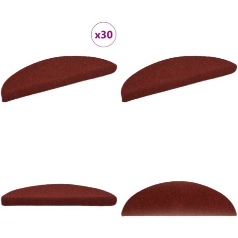 vidaXL Tapis d'escalier autocollants 30 pcs rouge 56x17x3 cm