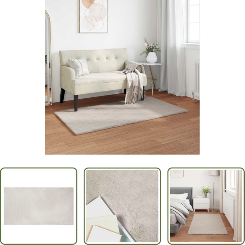 vidaXL Tapis doux - Tapis en fausse anti-dérapant Olite Beige 60 x 110 cm Polyester