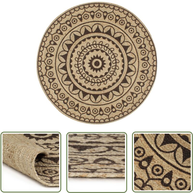 The Living Store - vidaXL Tapis fait à la main Jute avec imprimé marron foncé 150 cm