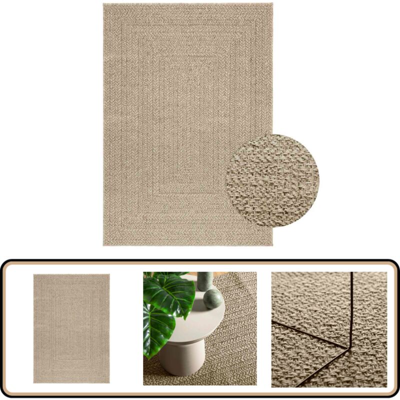 Vidaxl - Tapis zizur beige 120x170 cm aspect de jute intérieur extérieur