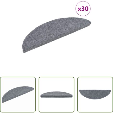 vidaXL Tappeti antiscivolo -  Tappetini per scale autoadesivi 30 pz 56x17x3 cm Grigio chiaro semicircolari