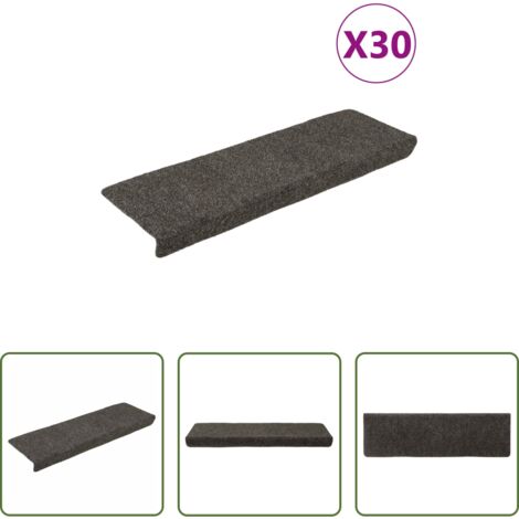 vidaXL Tappeti antiscivolo -  Tappetini per scale autoadesivi 30 pz 65x21x4 cm Antracite Bordo rettangolare