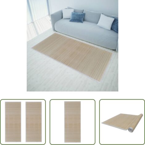 vidaXL Tappeti in bambù antiscivolo -  Tappeti Rettangolari in Bambù Naturale 2 pz 120x180 cm