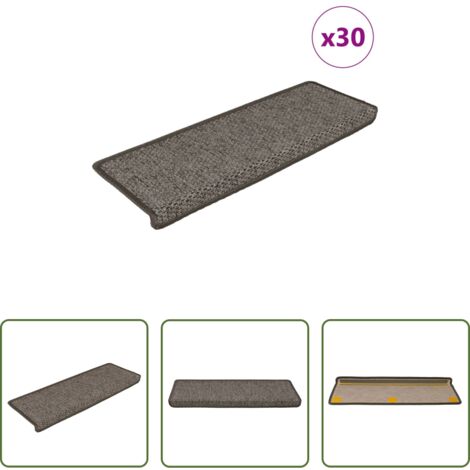 vidaXL Tappeti in sisal -  Tappeti Adesivi per Scale Sisal 30pz 65x21x4cm Grigio e Beige