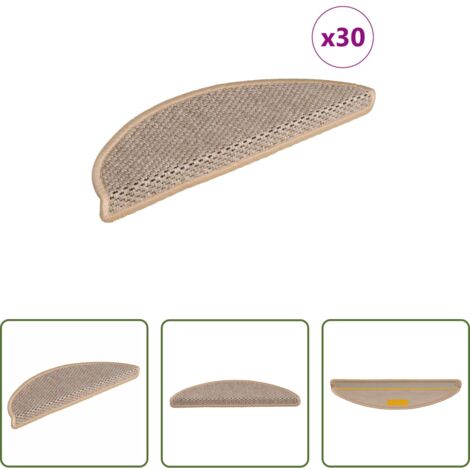 vidaXL Tappeti in sisal -  Tappeti Adesivi Scale Aspetto Sisal 30pz 56x17x3cm Beige Chiaro