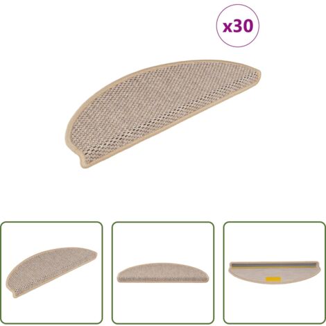 vidaXL Tappeti in sisal -  Tappeti Adesivi Scale Aspetto Sisal 30pz 65x21x4cm Beige Chiaro