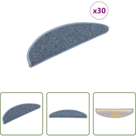 vidaXL Tappeti in sisal -  Tappeti Autoadesivi per Scale Aspetto Sisal 30pz 56x17x3 cm Blu