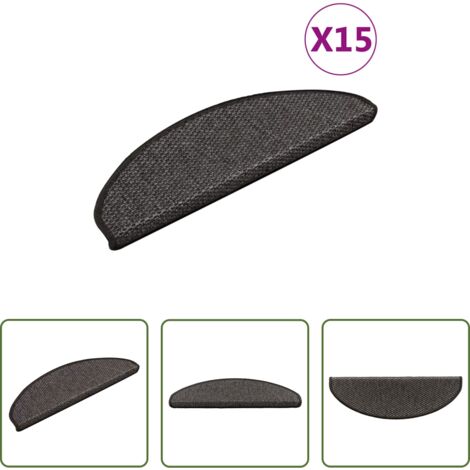 vidaXL Tappeti in sisal -  Tappeti Autoadesivi Scale Aspetto Sisal 15pz 65x21x4 Antracite