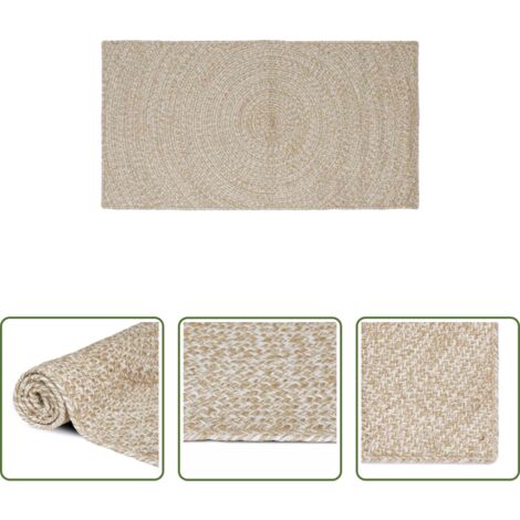vidaXL Tappeti moderni -  Tappeti per area Rettangolare Naturale e Bianco 80 x 150 cm