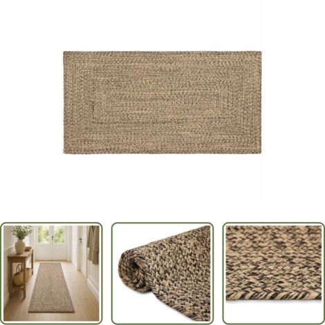 vidaXL Tappeti moderni -  Tappeti per area Rettangolare Naturale e Nero 100 x 200 cm Juta