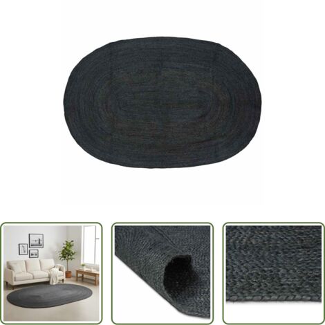 vidaXL Tappeti neri -  Tappeti per area Ovale Nero 152 x 245 cm Juta