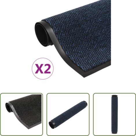 vidaXL Tappeti per pavimenti -  Tappeti Antipolvere 2 pz Rettangolari Trapuntati 120x180cm Blu
