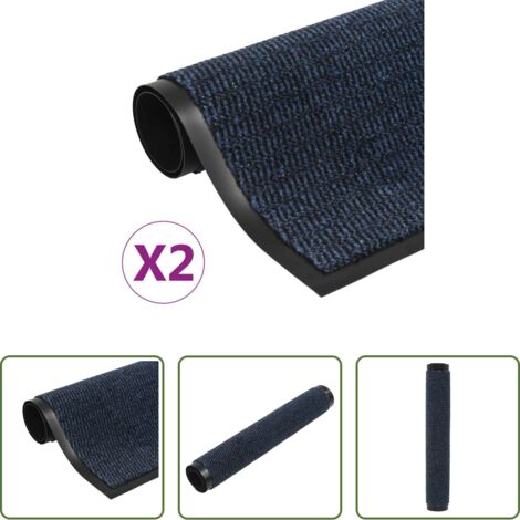 vidaXL Tappeti per pavimenti -  Tappeti Antipolvere 2 pz Rettangolari Trapuntati 60x90 cm Blu