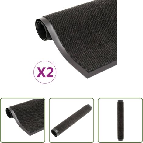 vidaXL Tappeti per pavimenti -  Tappeti Antipolvere 2 pz Rettangolari Trapuntati 60x90 cm Neri