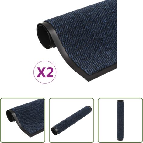 vidaXL Tappeti per pavimenti -  Tappeti Antipolvere 2 pz Rettangolari Trapuntati 80x120 cm Blu