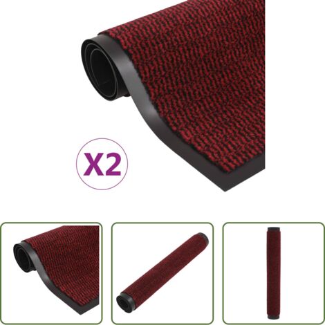 vidaXL Tappeti per pavimenti -  Tappeti Antipolvere 2pz Rettangolari Trapuntati 120x180cm Rossi