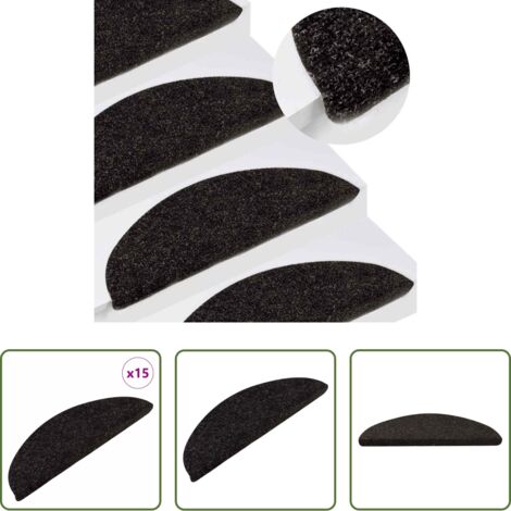 vidaXL Tappeti per scale antracite -  Tappeti Autoadesivi per Scale 15 pz 56x17x3 cm Antracite