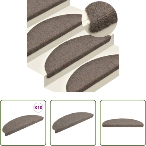vidaXL Tappeti per scale autoadesivi -  Tappetini per scale autoadesivi 10 pz 65x21x4 cm beige semicircolari grandi