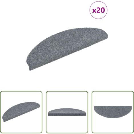 vidaXL Tappeti per scale autoadesivi -  Tappetini per scale autoadesivi 20 pz 65x21x4 cm Grigio chiaro Semicircolari Grandi