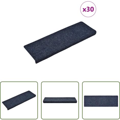vidaXL Tappeti per scale autoadesivi -  Tappetini per scale autoadesivi 30 pz 65x21x4 cm blu bordo rettangolare