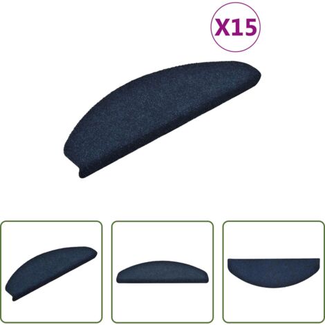 vidaXL Tappeti per scale blu navy -  Tappetini per scale autoadesivi 15 pz 65x21x4 cm blu navy semicircolari grandi