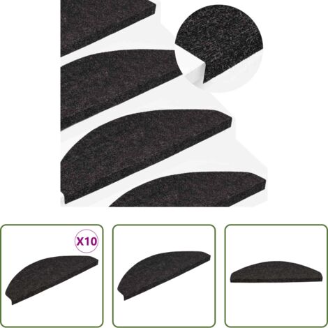 vidaXL Tappetini antiscivolo -  Tappetini Autoadesivi per Scale 10pz Antracite 65x22,5x3,5 cm