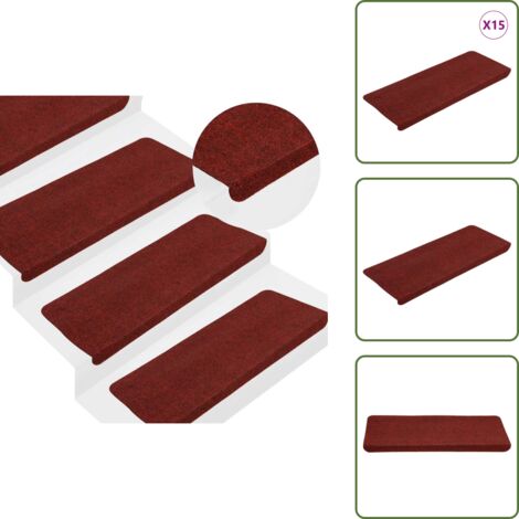 - vidaXL Tappetini Autoadesivi per Scale 15 pz 65x24,5x3,5 cm Rosso -