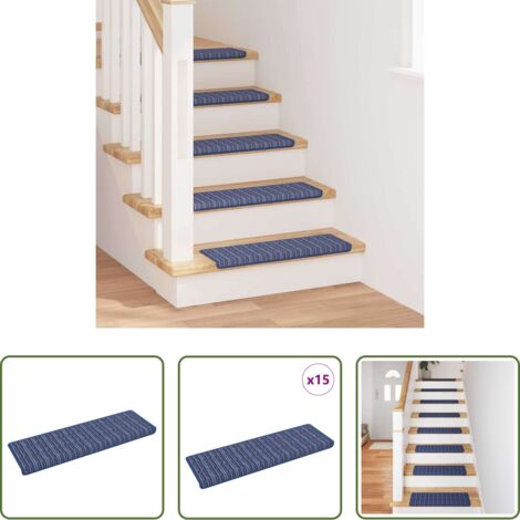 vidaXL Tappetini autoadesivi -  Tappetini per scale autoadesivi 15 pcs Blu 65 x 21 x 4 cm