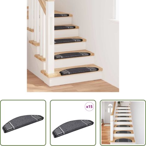 vidaXL Tappetini fonoassorbenti -  Tappetini per scale autoadesivi 15 pcs Antracite 65 x 21 x 4 cm
