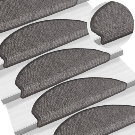 vidaXL Tappetini per scale 15 pz 65x21x4 cm Beige e Grigio Semicircolari Grandi